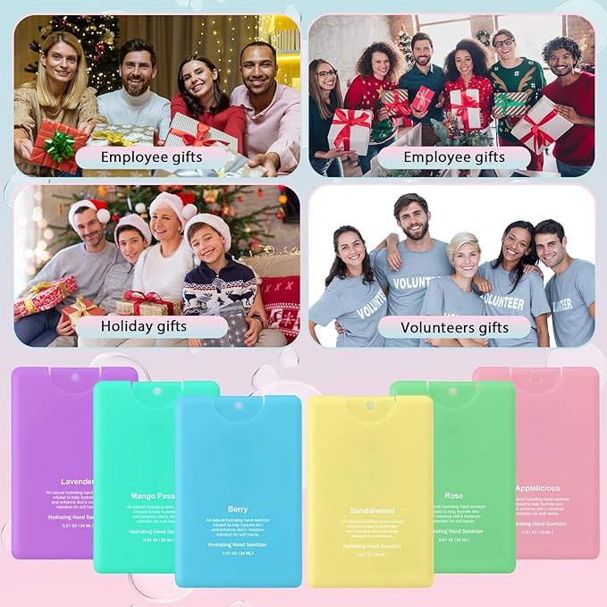 6 Pcs Hand Sanitizer Spray Travel Size Mini Scented Hydrating Hand Sanitizer Mist Colorful Refillable Spray Bottles New Year Gift for Women Birthday Gifts