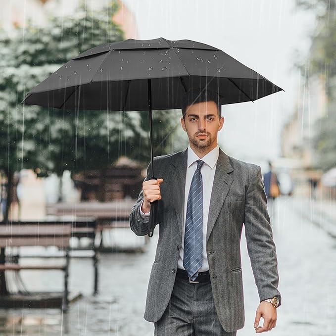 G4Free 42/46/54/62 Inch Large Golf Umbrella Compact Reverse Travel Umbrella 10 Ribs Windproof for Rain Double Canopy Automatic Open Close