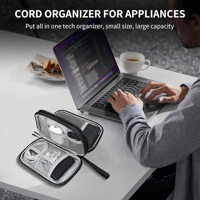 SMONT Versatile Travel Organizer Durable Tech Bag with Built in Cord Organizer Travel Features The Ideal Travel Cord Organizer to Keep You Connected Anywhere Cable Organizer Bag Black