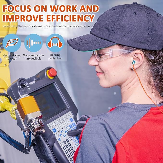 Xuhal 200 Pairs Corded Ear Plugs Silicone Earplugs with Cord Individually Wrapped Reusable Earplugs Sleep Noise Cancelling Hearing Protection for Snoring Shooting Studying Construction (Light Blue)