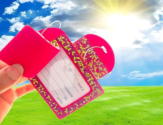 Glittering Red Diamond Luggage Tag - Sparkling Rhinestone, Bling Baggage Identifier for Suitcases & Handbags & Backpack - Stylish Travel Accessory, 2 Pcs