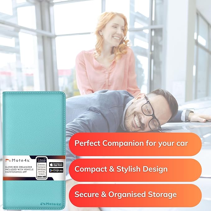 Car Registration and Insurance Card Holder, Premium PU Leather Glove box Organizer for Licence, Cards & Essential Documents in your Glove compartment, a Car Wallet for all Vehicle needs:Blue