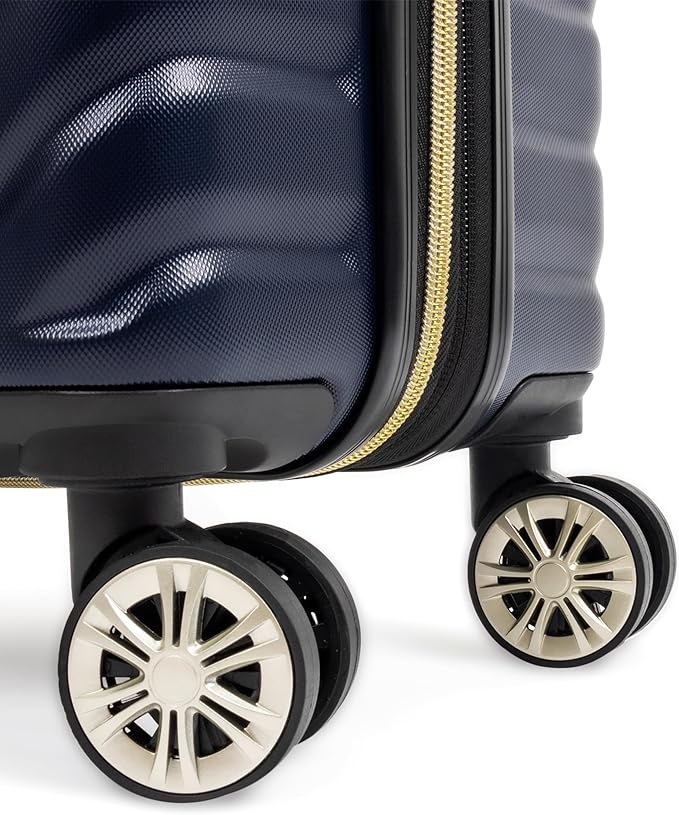 Kenneth Cole REACTION Madison Square Lightweight Hardside Chevron Expandable Spinner Luggage, Navy, 24-Inch Checked