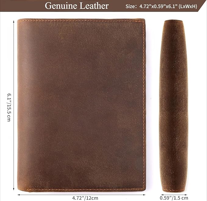 Genuine Leather Passport Holder, RFID Blocking Travel Wallet for Men & Women (Brown)