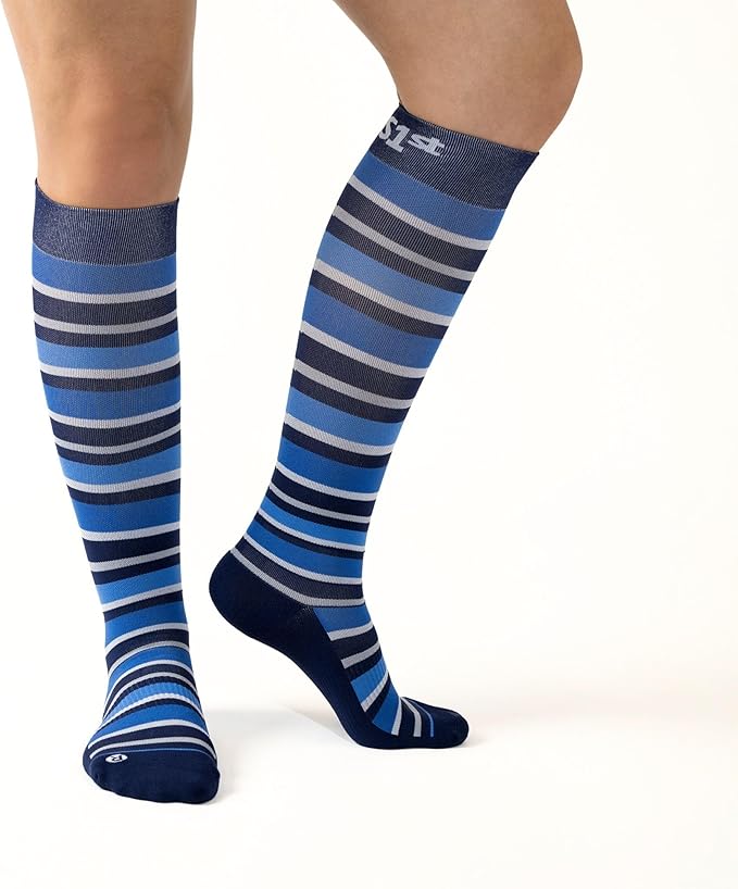 Medical Grade Compression Socks for Men & Women 15-20 mmHg by OrthoSleeve (Blue Argyle, Small)
