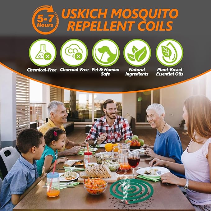Mosquito Coils Outdoor Patio Fresh Scent,Use Reaches Up to 10 feet, Each Mosquito Coils Burns for 5-7 Hours (Contains 40 coils & 4 Stands)