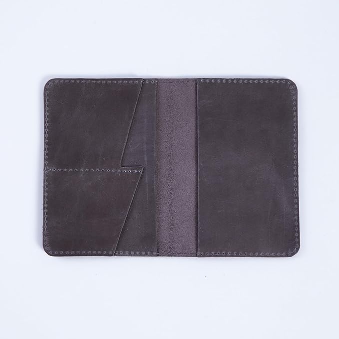 INCARNE Passport Cover - Travel Passport Wallet - Leather Passport Holder for Men Women Family with Card Slots & Note Compartmen - Sleeve Protector - Genuine Leather - Vintage Gray