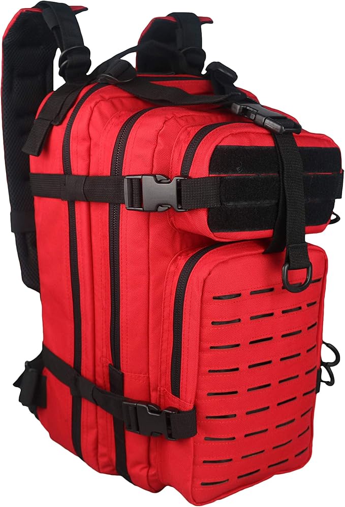 Lightning X Stocked EMS/EMT Trauma & Bleeding First Aid Responder Medical Backpack + Kit (Red)