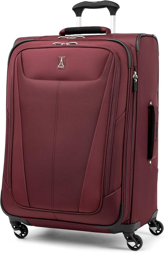 Travelpro Maxlite 5 Softside Expandable Checked Luggage with Spinner Wheels, Lightweight, 25-Inch — Burgundy