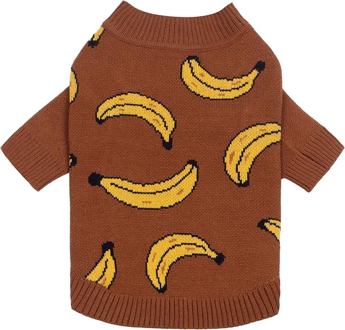 Fitwarm Banana Dog Sweater, Thermal Dog Winter Clothes for Small Dogs Boy Girl, Pet Outfit, Brown, Yellow, Large