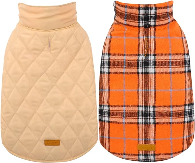 Kuoser Warm Dog Coat, Waterproof Dog Jacket for Extra Large Dogs, Adjustable Durable XXXL Doggie Winter Coat Reversible Puppy Cold Weather Apparel for Large Breed, Orange 3XL
