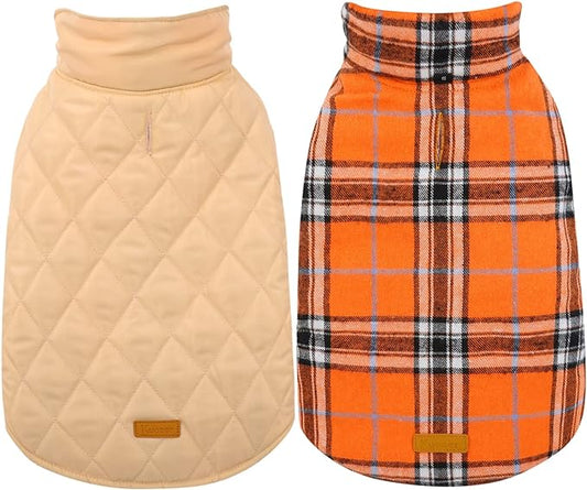 Kuoser Warm Dog Coat, Waterproof Dog Jacket for Extra Large Dogs, Adjustable Durable XXXL Doggie Winter Coat Reversible Puppy Cold Weather Apparel for Large Breed, Orange 3XL