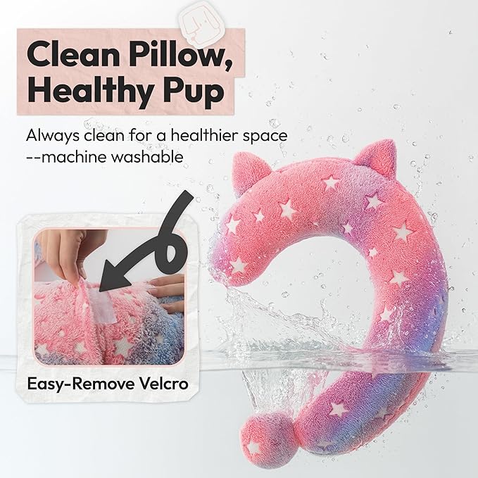 Dog Calming Pillow, Glow in The Dark Dog Put Head on, Soft Question Mark Pillows for Dogs, Kids, Adults, Washable Dog Bed Pillow, Cozy Dog Body Pillow Gifts (M Pink)
