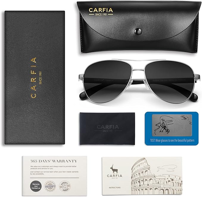 CARFIA Polarized Sunglasses for Women UV Protection Acetate Arms Metal Frame Woman's Shades CA3216