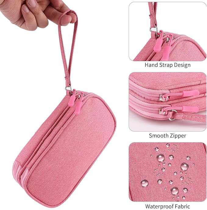 Pink Travel Gadget Bag - Ultimate Cable &accessories Organizer for Chargers, Phones & Memory Cards