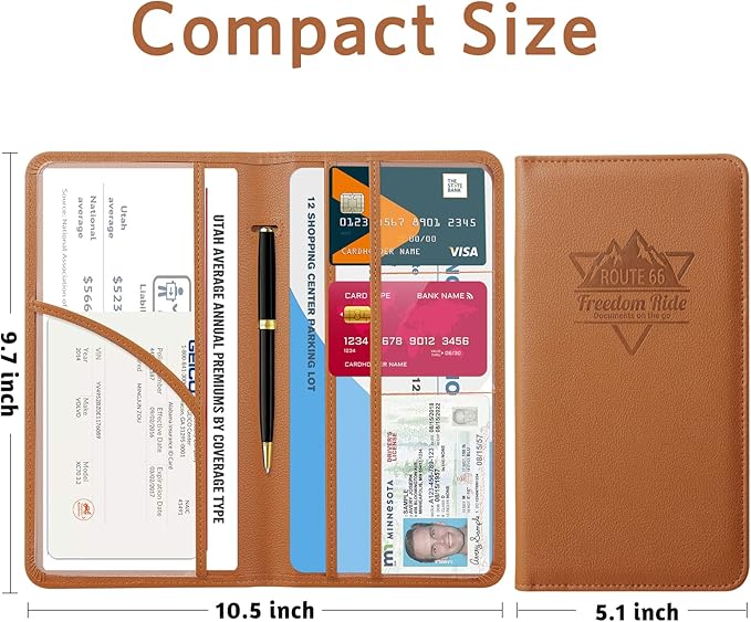 CoBak Car Registration and Insurance Holder - Vehicle Glove Box Car Organizer,Auto Truck Comparment Accessories Case with Magnetic Closure for Driver License,Cards