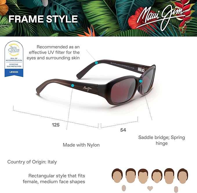 Maui Jim Polarized Women's Punchbowl Rectangular Sunglasses