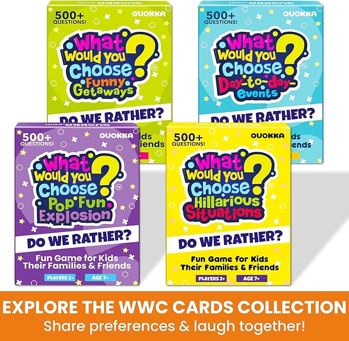 QUOKKA Card Game for Teens, Kids, Adults – 500+ Hilarious Travel & Vacation Scenarios | Funny Getaways What Would You Choose Challenge | Family Nights & Party Game for Friends, Road Trips & Sleepovers