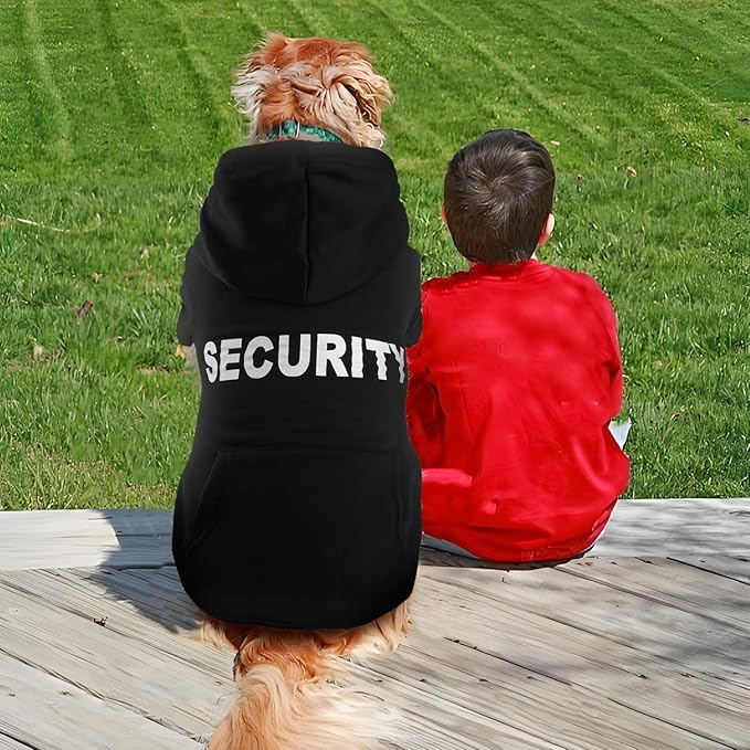 BAOBICUTE Dog Basic Hoodie Soft Dog Clothes Cold Weather Sweaters for Medium Large Dogs Cozy Fabric Warm Sweatshirt with Leash Hole (Security, X-Small)