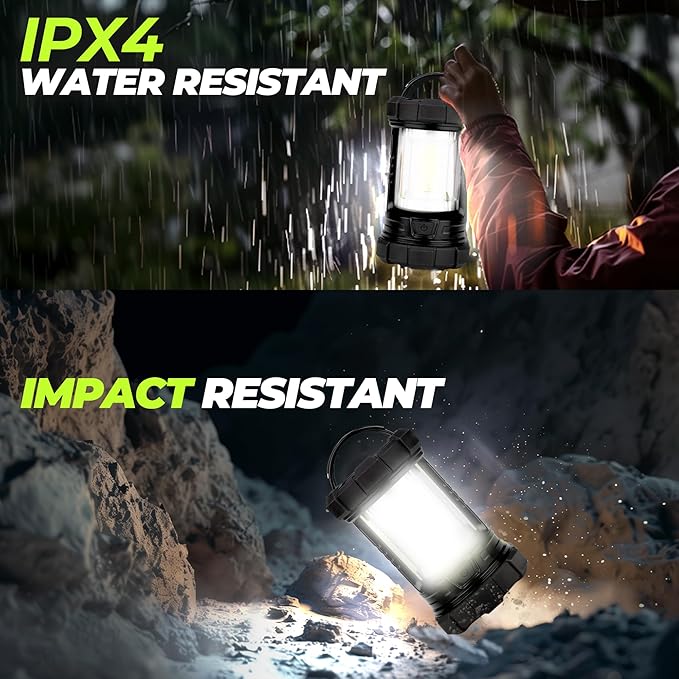 Camping Lantern 3000LM, LED Lanterns for Power Outages with 4400mAh Phone Charger, Impact-Resistant Rechargeable Lantern, 5 Light Modes Waterproof Lantern for Hurricane Emergency(Black)