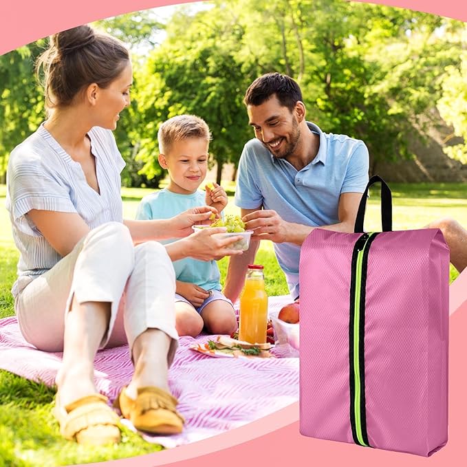 Shoe Bags for Travel - Set of 3 Pack Large Capacity Oxford Fabric Shoe Bags, Multi-Functional Dust-Proof and Waterproof Men & Women Travel Shoe Bag (Pink)