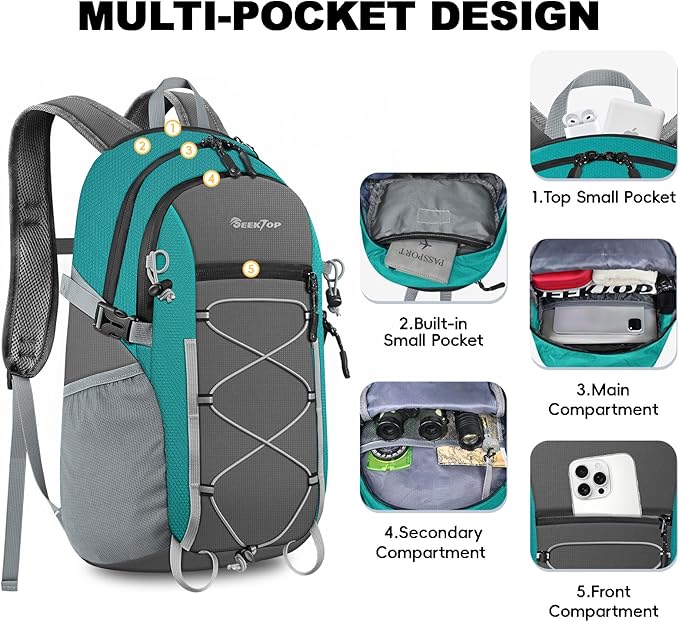 Seektop 20L Foldable Waterproof Hiking Backpack, Ultralight Small Lightweight Daypack Packable Backpack for Men Woman