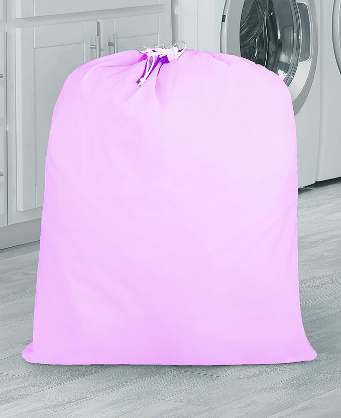 Urban Villa Laundry Bag Canvas|Dirty Clothes Travel Laundry Bag|Machine Washable|Reusable College Hostel Hamper Liner Bag Garments Delicates Drawstring Closure 1 Pack Pink Color|Size 28X36 Inches