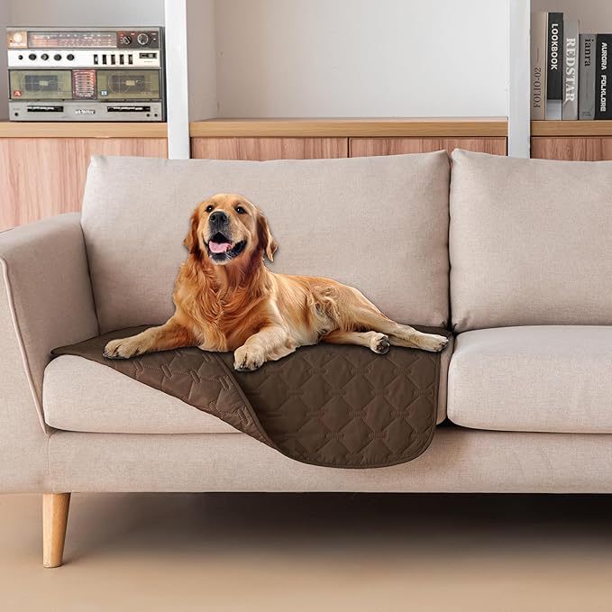 gogobunny 3X Stronger Waterproof Pet Blanket, Scratch Proof Furniture Protector for Dogs Cats, Reversible Cover 30x30 Inch, Dark Chocolate
