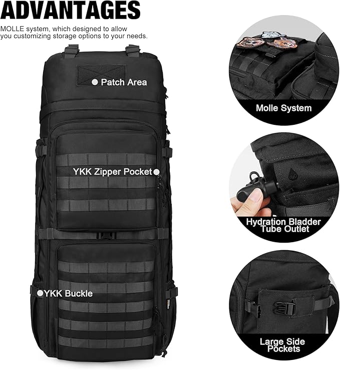 Mardingtop 75L Military Internal Frame Backpack for Men, Cordura Tactical Backpack with Recco for Snowboarding,Hiking,Camping