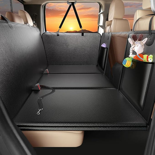 Back Seat Extender for Dogs - Leather, Hard Bottom Dog Seat Cover for Truck Back Seat, Dog Hammock for Truck Crew Cab F150, RAM1500, Sierra, Silverado, Tundra, Titan (59"x29")