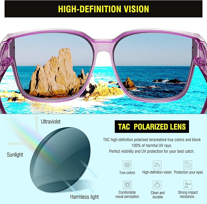 DUCO Fit Over Sunglasses for Men Women Wear Over Glasses Retro Wrap Around Polarized Sun Glasses UV400 Protection DC8981