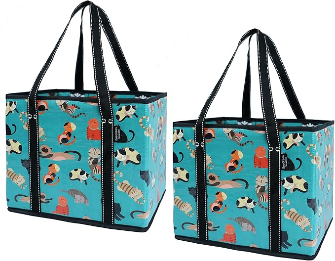 BeeGreen Large Waterproof Reusable Bags Christmas Heavy Duty Shopping Tote for Groceries Pool Gift with Webbing Handles