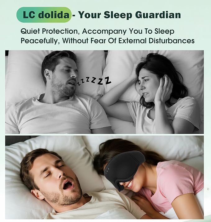 3D Bamboo Cotton Sleep Mask with Headphones Bluetooth 5.4, LC-dolida 2025 New Bluetooth Sleep Mask Headphones for Side Sleepers Women Men, Sustainable Luxury for Better Sleep