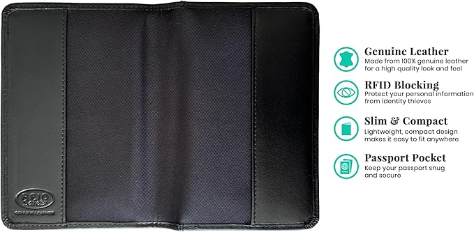 Personalized Monogrammed Black Leather RFID Passport Cover Holder and 2 Luggage Tags