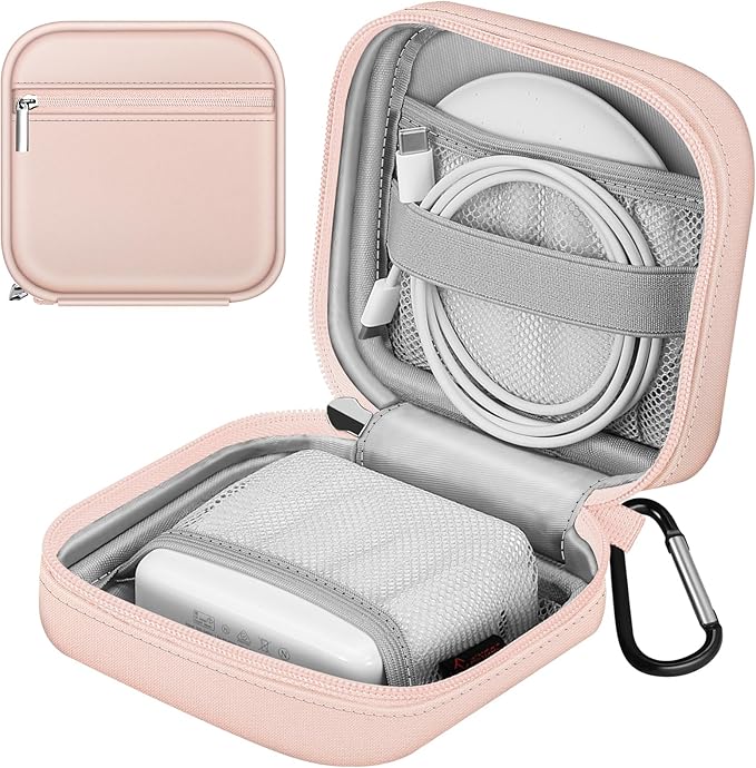 FINPAC Charger Case for MacBook, Small Electronic Organizer Bag for MacBook Power Adapter, Portable Pouch Travel Storage for Laptop Accessories, Magic Mouse, USB Drives, GoPro, Gadgets - Pink