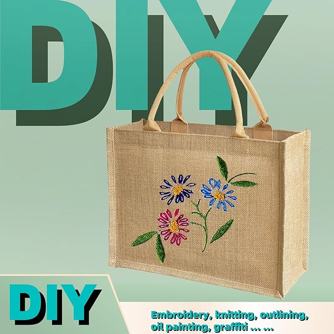 15PCS burlap tote bags jute bridesmaid gift Handbags13.8×5.5×10.5 inch