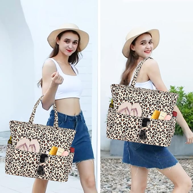 Beach Pool Bags Tote for Women Ladies Large Gym Tote Carry On Bag With Wet Compartment for Weekender Travel Waterproof