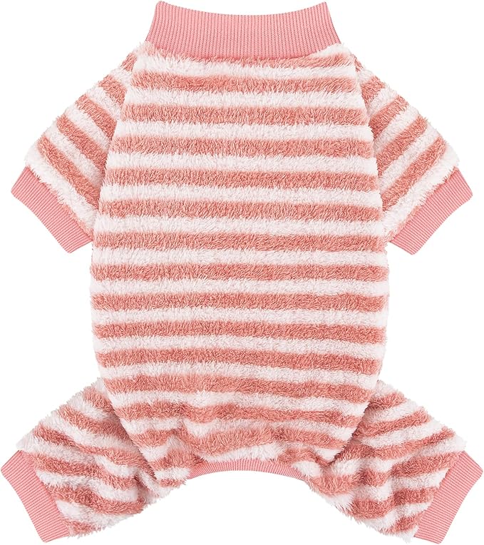 XPUDAC Stripe Dog Sweater Fleece Dog Pajamas Winter Pet Clothes for Small Medium Dogs Girl Boy Doggy Apparel for Cold Weather, S