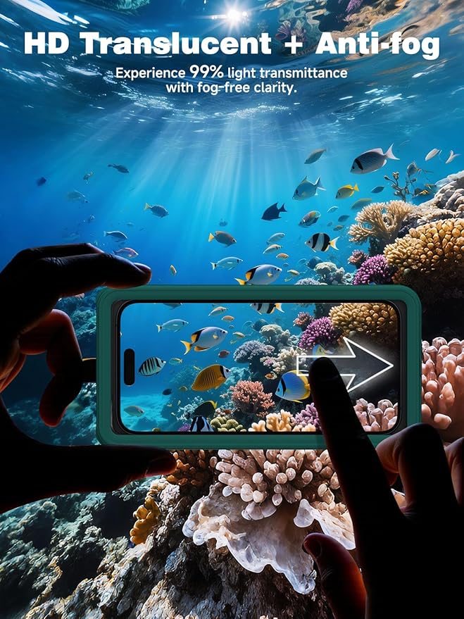 Waterproof Phone Pouch Case 7.5", 2025 Upgraded IPX8 Waterproof Phone Case for Snorkeling, Universal Fit for iPhone 16 Pro Max 15 14 13, Galaxy S25, Beach Vacation Essentials (Cyan)