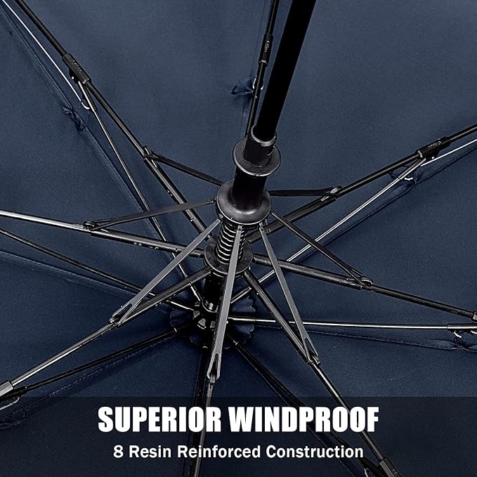 G4Free 62 Inch Portable Golf Umbrella Large Oversize Double Canopy Vented Windproof Waterproof Automatic Open Stick Umbrellas for Men and Women(Dark Blue)