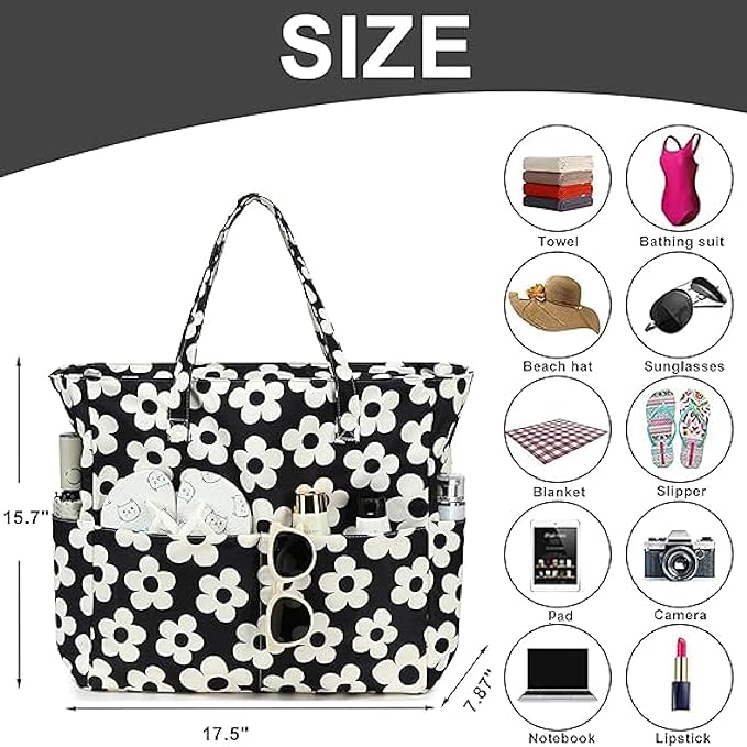Bluboon Waterproof Beach Tote Pool Bags for Women Ladies Extra Large Carry On Bag With Wet Compartment for Weekender Travel