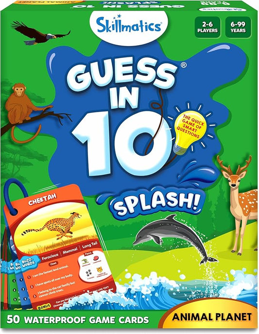 Skillmatics Guess in 10 Splash, Educational Toy & Card Game for Pool, Beach, Boat Trips, Fun Travel Gift for Kids, Teens & Adults, Ages 6, 7, 8, 9 & Up, 2-6 Players