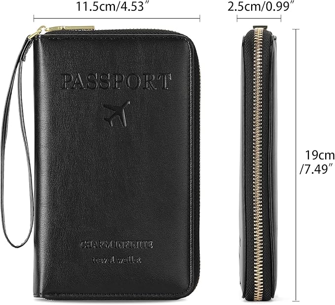Leather RFID Blocking Passport Holder Travel Wallet, Passport Cover/Travel Wallet for Women/Men with