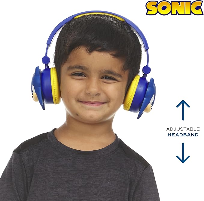 Sonic The Hedgehog - Kids Bluetooth Headphones, Wireless & Wired Over-Ear Headphones with Safe Volume, Adjustable Headband, Rechargeable Battery & Stereo Sound – Perfect for School, Home, & Travell