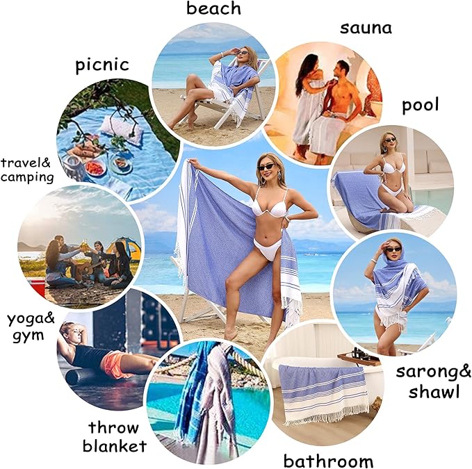 Beach Towel 2 Pack,Sand Free Beach Towels Oversized 39 x 72,Turkish Beach Towel Quick Dry,Lightweight Pool Towels for Adults Diamond Travel Towel,Cool Beach Essentials Super Absorbent Towels