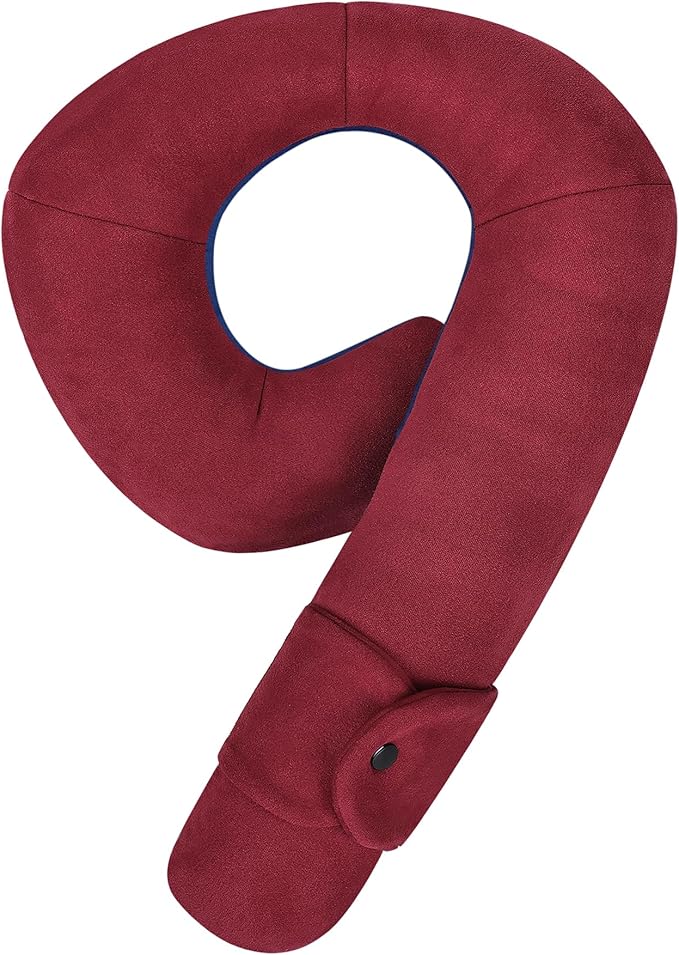Kids Travel Neck Pillow, Comfortable Head & Chin Support for Car seat & Airplane, Toddler Pillow for Sleeping on Road Trip, Gifts for Child (Wine Red & Dark Blue)