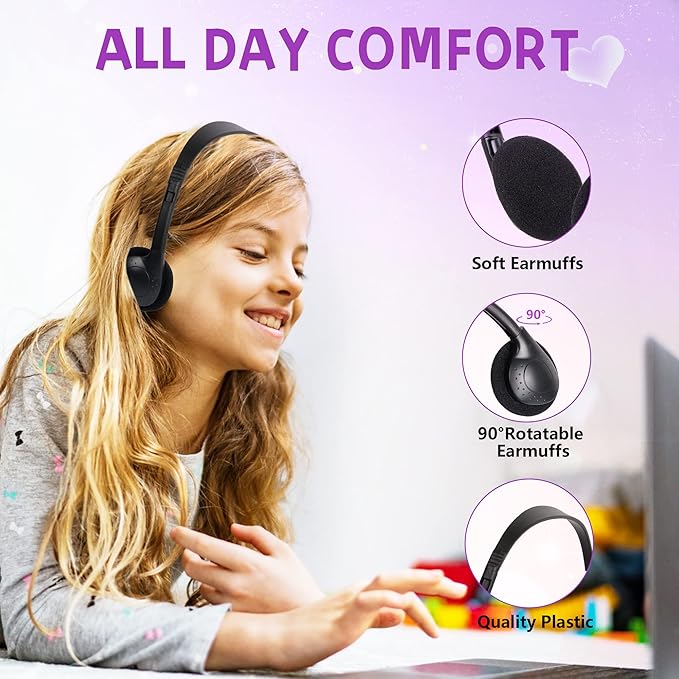 Kids Headphones Bulk 30 Pack for School Students Children Teen Boys Girls, Wholesale Headphones for Classroom Earphones,Group Learning, Computer Lab, Library, Online Lesson and Testing (Black)