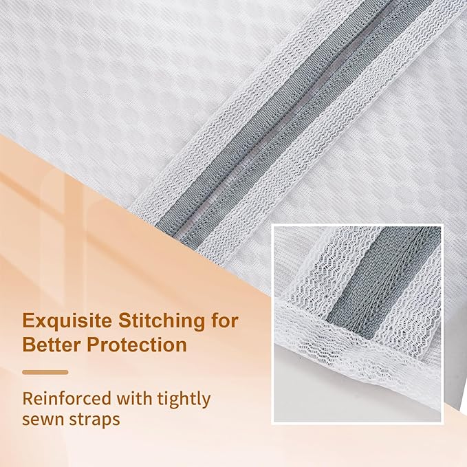 3Pcs Durable Mesh Laundry Bags, Premium Lingerie Bags for Washing Delicates, Underwear, Bra, Shoe, Sock, Laundry Bag Mesh Wash Bags Used in College Dorm, Laundry Room (12 * 16 Inches)