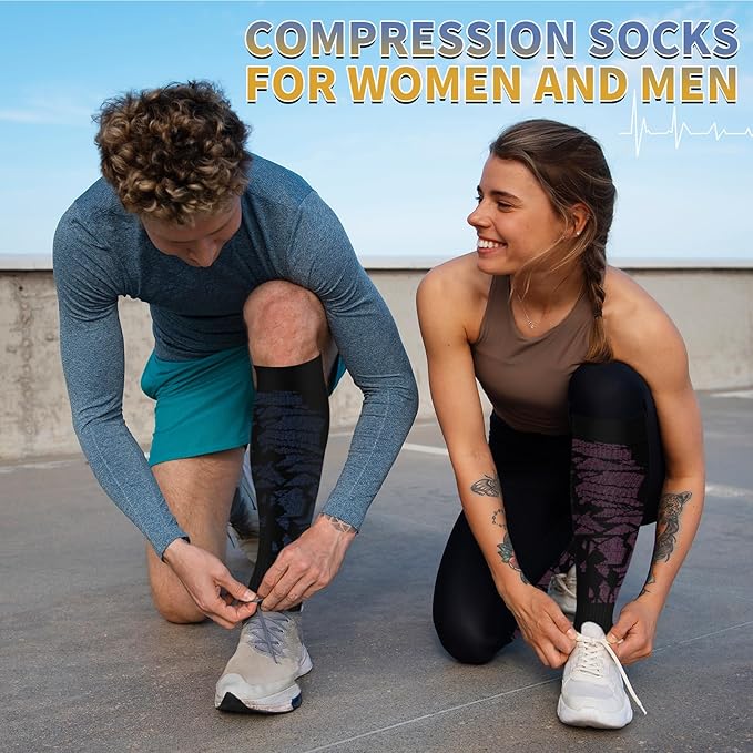 Graduated Copper Compression Socks for Men & Women Circulation 8 Pairs 15-20mmHg - Best for Running Athletic Cycling