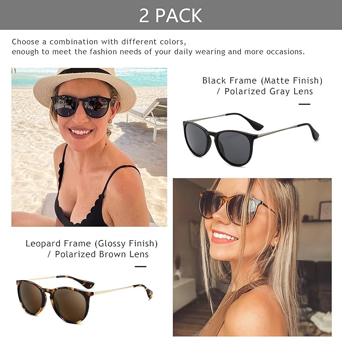 SUNGAIT Premium Vintage Round Sunglasses for Women Men Classic Retro Trendy Style